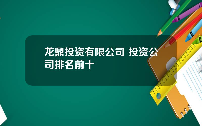 龙鼎投资有限公司 投资公司排名前十